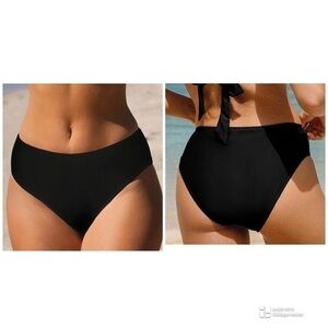 Shekini Basic Black Bikini Swimsuit Bottoms Midrise Womens Size XXL